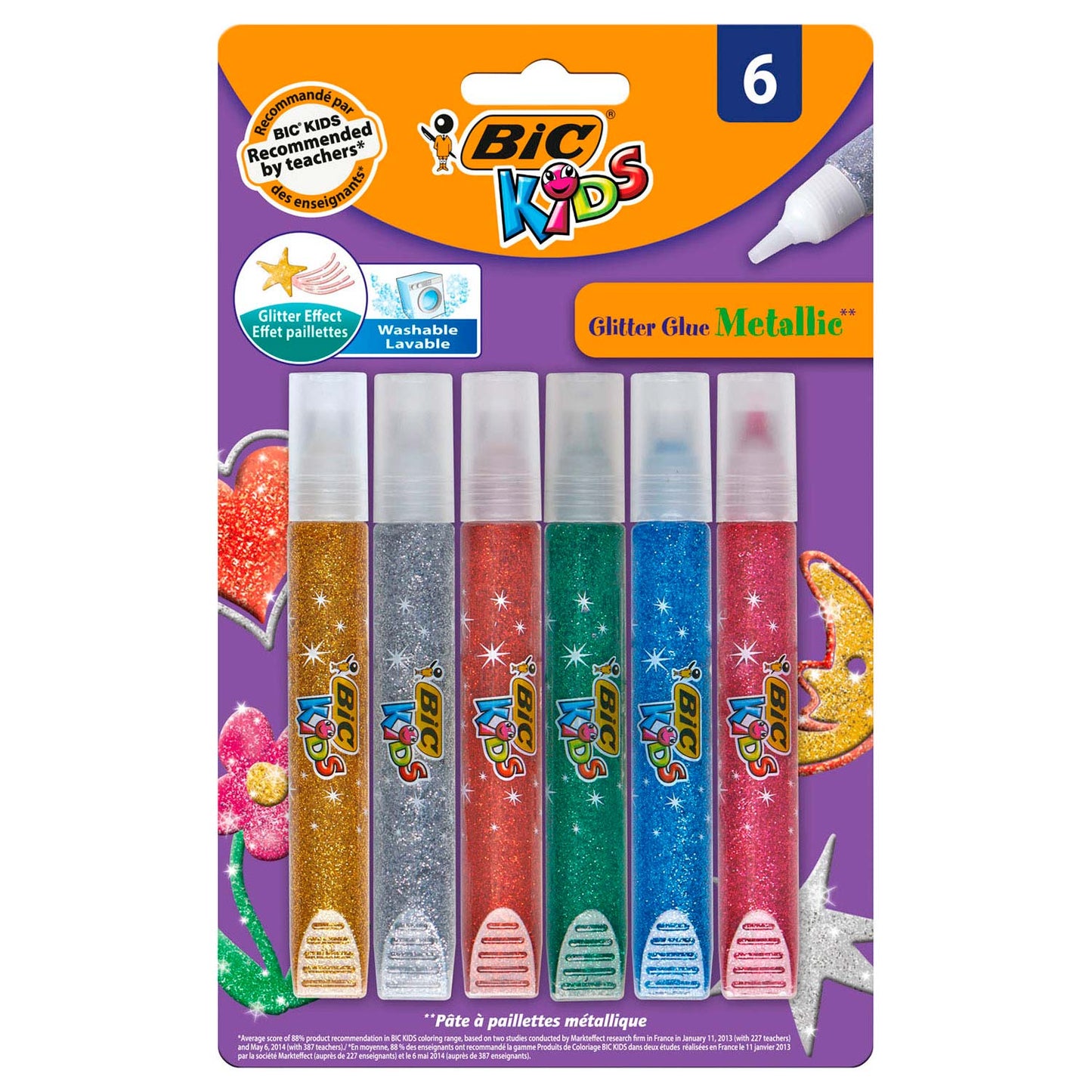 Box of 6 Metallic Glitter Glue