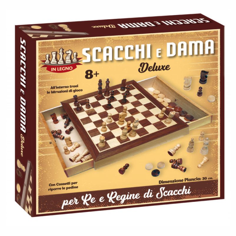 Chess & Draughts Deluxe Wood Set 30x30