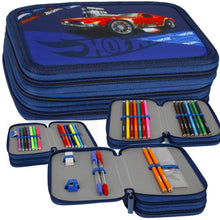 Pencil Case 3 Zippers With Accessories Hot Wheels