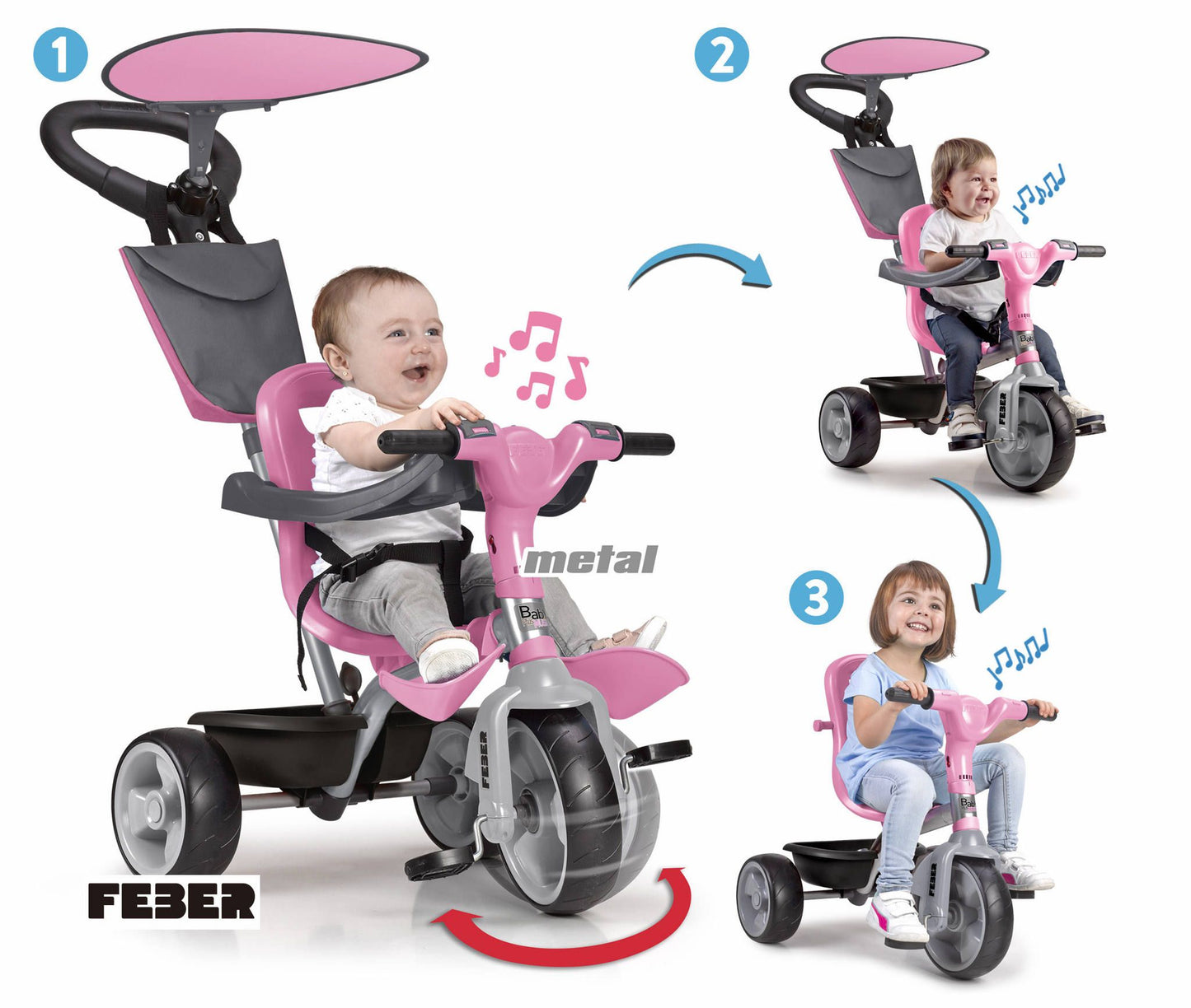 Tricycle Baby Plus Music Feber Pink
