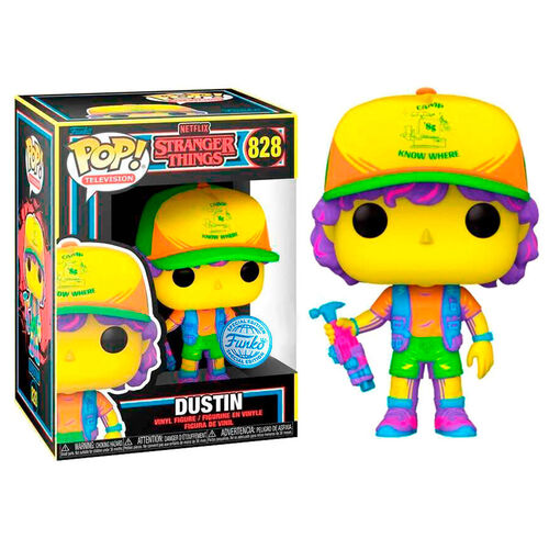 Funko Pop! 828 Stranger Things Dustin In Beef Black Light Ex