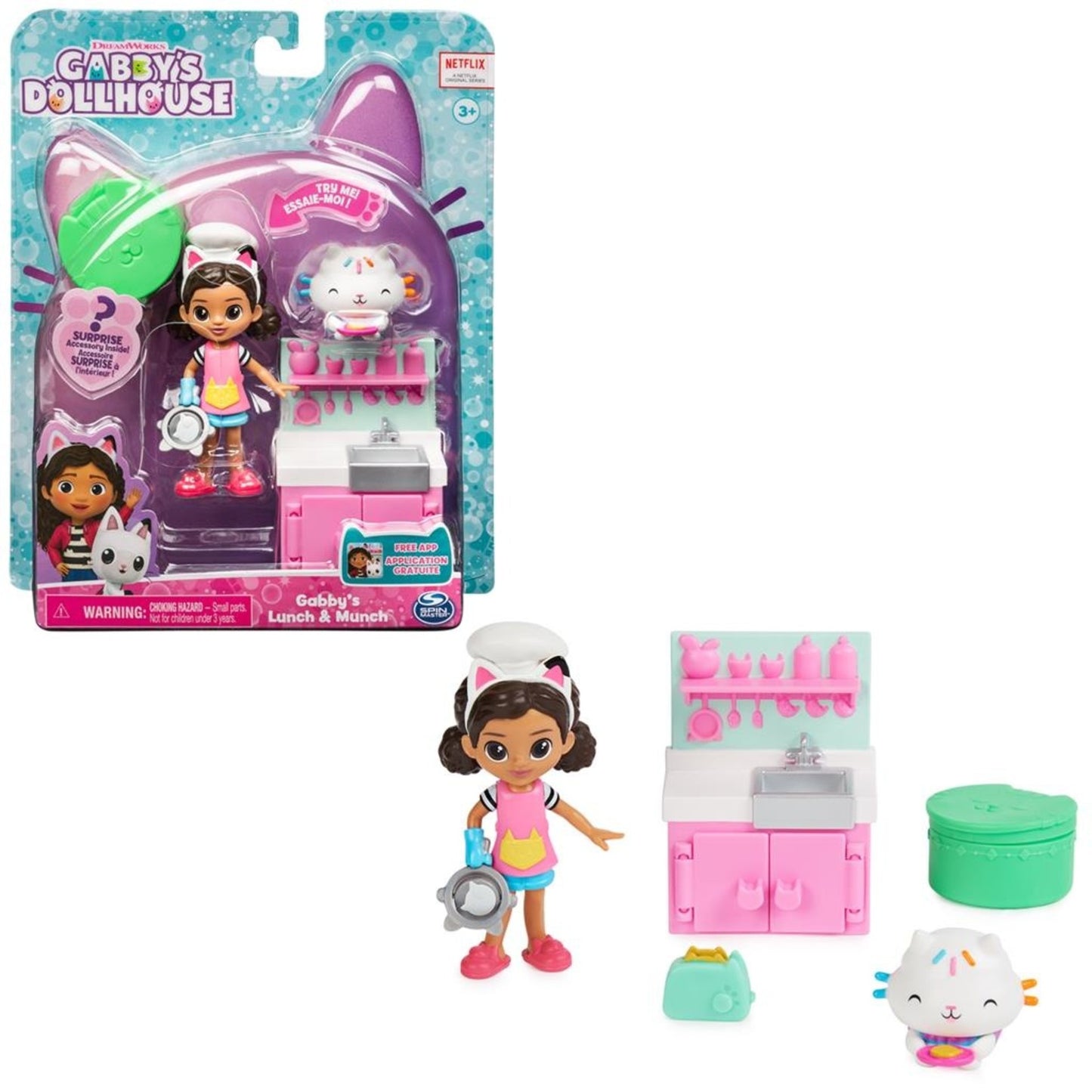 Gabbys Dollhouse Lunch & Munch Kitten Set